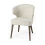 69398 - Niles 20" Seat Height Cream Fabric Seat W/ Medium Brown Wooden Legs Wingback  Dining Chair
