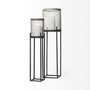 67962 - Steen Set of Two Black Meshed Metal Candle Holder Lanterns 