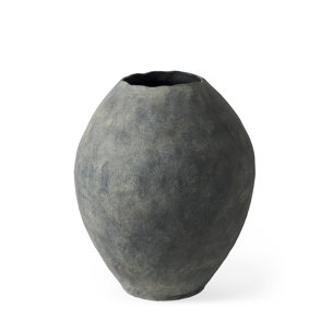 Gobi 16L x 20H Small Gray Ceramic Oval Vase