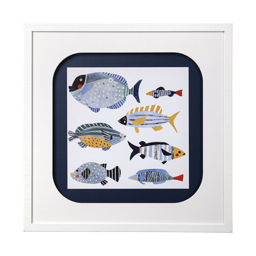 13710 - Patterned Fish I by Victoria Barnes a Hand Embellished Textured Framed Art Print Matted under Glass