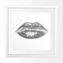 13715 - Glitter Lips I Silver by Victoria Barnes Hand Embellished Framed Art Print Matted under Glass