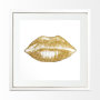 13716 - Glitter Lips II Gold by Victoria Barnes Hand Embellished Textured Framed Art Print Matted under Glas