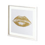 13716 - Glitter Lips II Gold by Victoria Barnes Hand Embellished Textured Framed Art Print Matted under Glas
