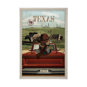 Texas Go USA (XL) by Mercana Studio a Hand Embellished Decograph Framed Art Print under Glass