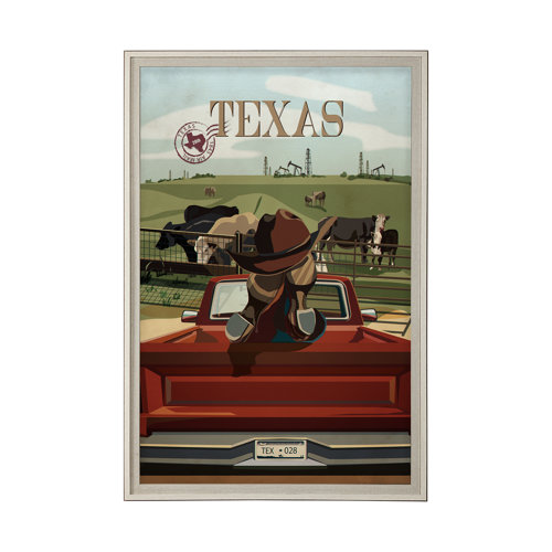 13729 - Texas Go USA (XL) by Mercana Studio a Hand Embellished Decograph Framed Art Print under Glass