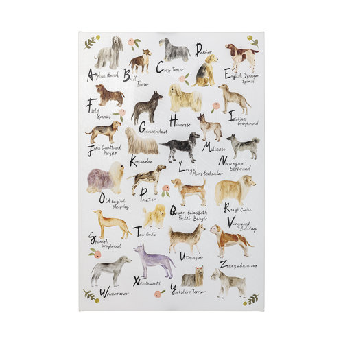 101902-L - Dog Alphabet by Melissa Wang a Hand Embellished Textured Canvas