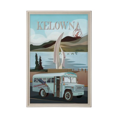 13795 - Kelowna Go Canada (XL) by Mercana Studio a Hand Embellished Decograph Framed Art Print under Glass