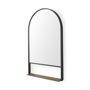 69320 - Cora 24.0L x 3.9W x 40.0H Black Metal Frame W/ Brown Wooden Shelf Arched Wall Mirror