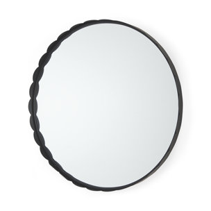 Adelaide 29.7"Black Metal Scallop Edge Round Mirror