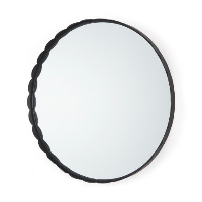 69323 - Adelaide 29.7"Black Metal Scallop Edge Round Mirror