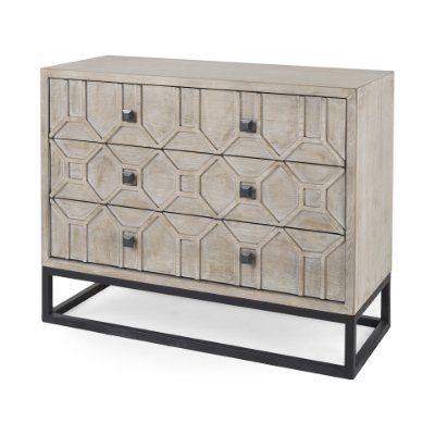 69375 - Genevieve I 39L x 16W Light Brown Fir Veneer 3 Drawer Accent Cabinet 