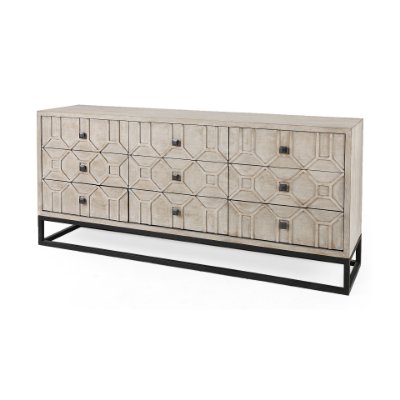 69376 - Genevieve II Light Brown Fir Veneer 9 Drawer Sideboard