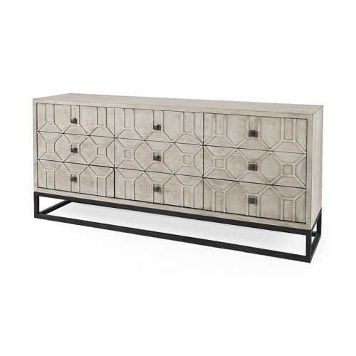 69376 - Genevieve II Light Brown Fir Veneer 9 Drawer Sideboard