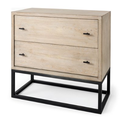 69377 - Ciara 32L x 16W Beige Fir Veneer 2 Drawer Accent Cabinet