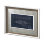 13725 - Canoe Blueprint  by Dayna a Hand Embellished Textured Framed Art Print Matted under Glass