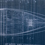 13725 - Canoe Blueprint  by Dayna a Hand Embellished Textured Framed Art Print Matted under Glass