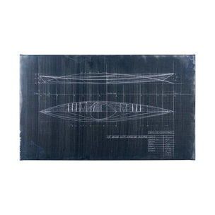Kayak Blueprint (50 x 30) by Fiona H a Hand Embellished Textured Canvas
