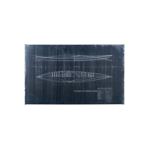 101904-S - Kayak Blueprint (40 x 24) by Fiona H a Hand Embellished Textured Canvas