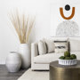 69044 - Reyan Small Pearl White Ceramic Striped Vase 