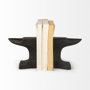 69073 - Anvilia (Set of 2) 12L x 4W Black With Gold Accents Anvil Shaped Bookends