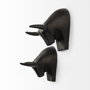 69077 - Tauro IV (Set of 2) Black Cast Aluminum Raging Bull Wall Decor