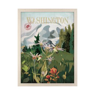 Washington Go USA (L) by Mercana Studio a Hand Embellished Decograph Framed Art Print