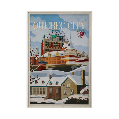 13608 - Quebec City Go Canada (XL) by Mercana Studio Hand Embellished Decograph Framed Art Print under Glass