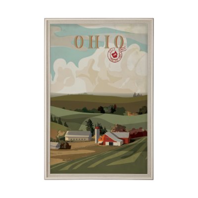 13612 - Ohio Go USA (XL) by Mercana Studio a Hand Embellished Decograph Framed Art Print under Glass