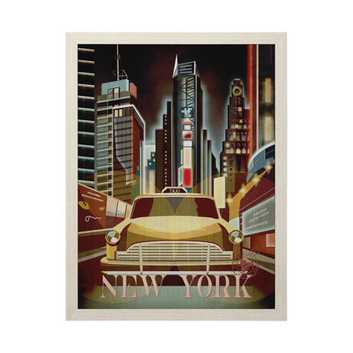 13693 - New York Go USA (L) by Mercana Studio a Hand Embellished Decograph Framed Art Print