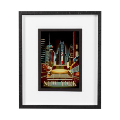 13695 - New York Go USA (M) by Mercana Studio a Framed Art Print Matted under Glass
