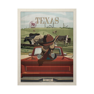 Texas Go USA (L) by Mercana Studio a Hand Embellished Decograph Framed Art Print