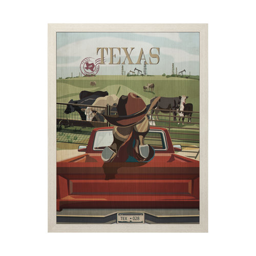 13731 - Texas Go USA (L) by Mercana Studio a Hand Embellished Decograph Framed Art Print