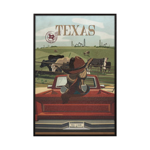 Texas Go USA (SM) by Mercana Studio a Hand Embellished Decograph Framed Art Print