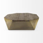 67092 - Esagono Octagonal Gold Metal-Clad Reclaimed Wood Coffee Table w/ Storage