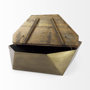 67092 - Esagono Octagonal Gold Metal-Clad Reclaimed Wood Coffee Table w/ Storage