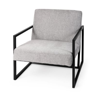 69453 - Armelle Gray Fabric Seat W/Black Metal Frame Accent Chair