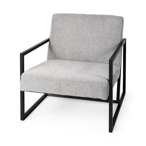 69453 - Armelle Gray Fabric Seat W/Black Metal Frame Accent Chair