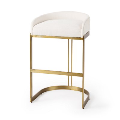 69456 - Hollyfield Cream Fabric Seat W/ Gold Metal Base Bar Stool