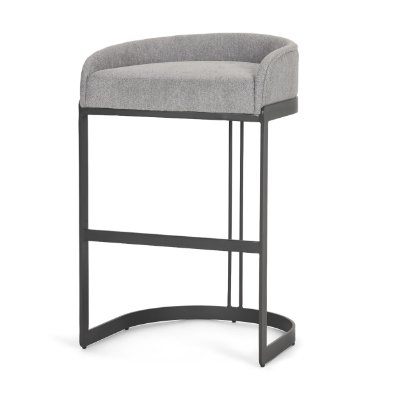 69457 - Hollyfield II Gray Fabric Seat W/ Gray Metal Base Bar Stool
