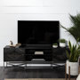 67741 - Hogarth I Dark Brown Solid Wood TV Stand Media Console with Storage, TV up to 81"
