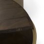 67828 - Eclipse Antique Brass Metal Drum Base w/ Dark Brown Wood Top Nested Coffee Table