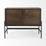 69194 - Glenn 38L x 16W x 30H Dark Brown Wood w/ Black Iron Frame, 2 Door Accent Cabinet