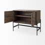 69194 - Glenn 38L x 16W x 30H Dark Brown Wood w/ Black Iron Frame, 2 Door Accent Cabinet