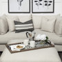 68295 - Fantuz 32L x 16W Gray Metal, Wood and Glass Serving Tray