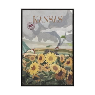 Kansas Go USA (SM) by Mercana Studio a Hand Embellished Decograph Framed Art Print