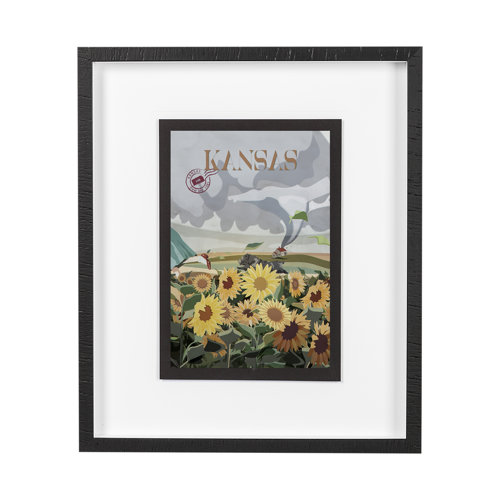 13775 - Kansas Go USA (M) by Mercana Studio a Framed Art Print Matted under Glass