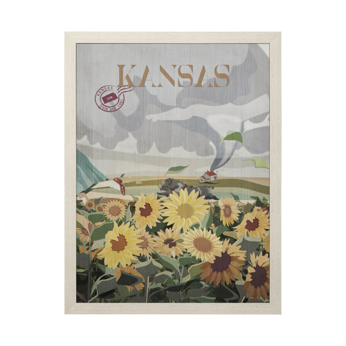 13785 - Kansas Go USA (L) by Mercana Studio a Hand Embellished Decograph Framed Art Print