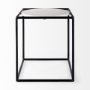 69214 - Austen 20L x 20W x 22H Round White Marble Top W/ Black Metal Frame Side Table