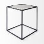 69214 - Austen 20L x 20W x 22H Round White Marble Top W/ Black Metal Frame Side Table
