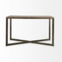 69183 - Faye 50L x 15W x 30H Medium Brown Wood W/Antique Nickel Metal Base Console Table
